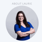 about laurie text with circular photo of woman in blue shirt