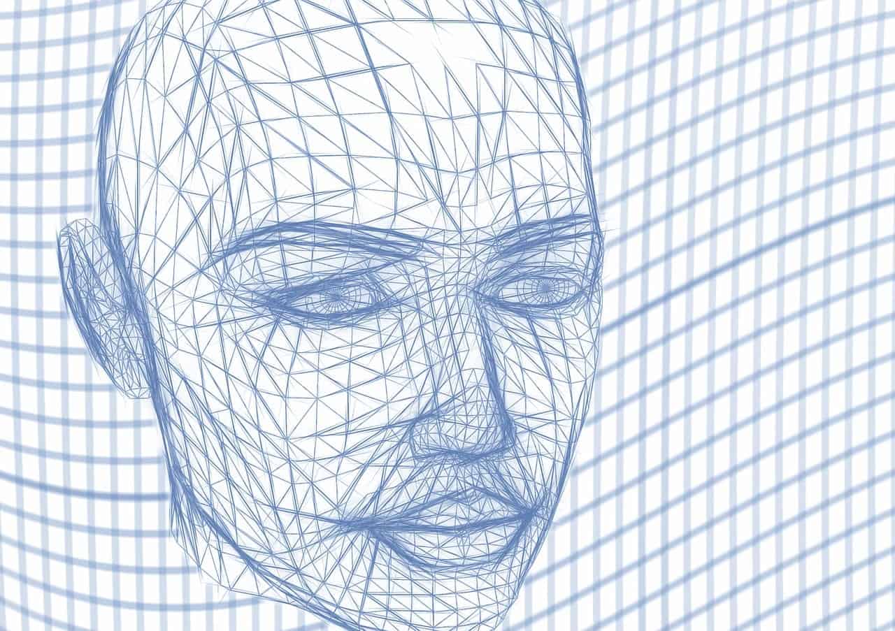 blue line face sketch