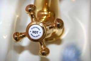 gold hot water sink valve