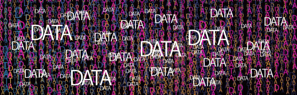 The word "Data" on a matrix of "data".