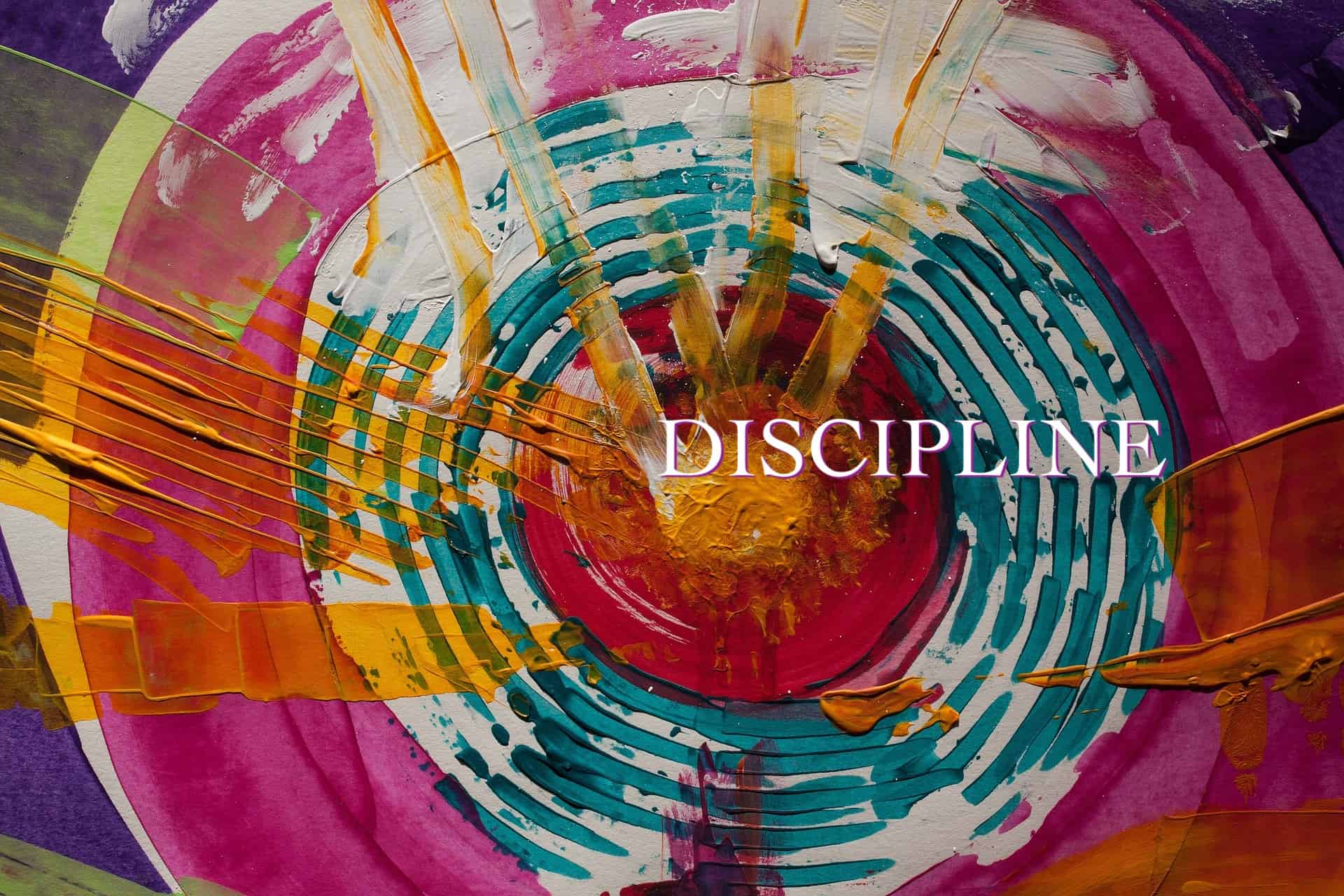 colorful circular art piece with discipline text