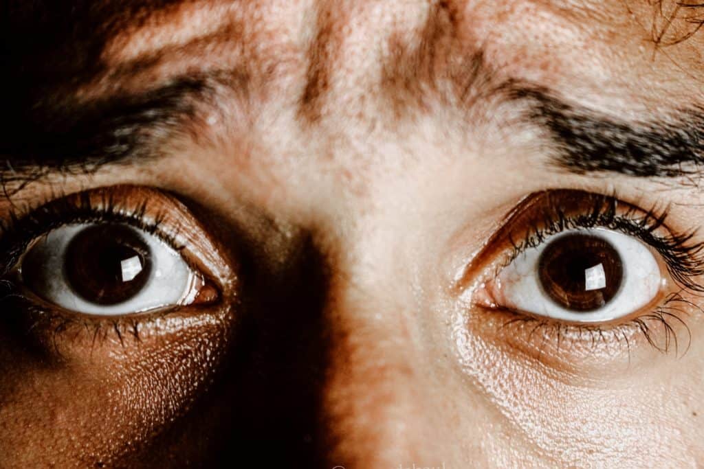 close up of eyes expressing the feeling of worried